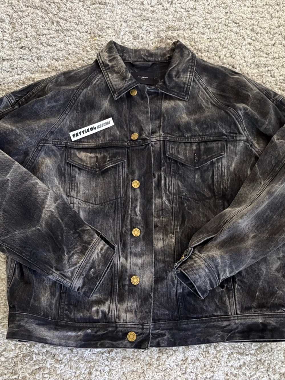 Fear of God 5th Collection 2017 "Holy Water" Trucker Jacket Black L
